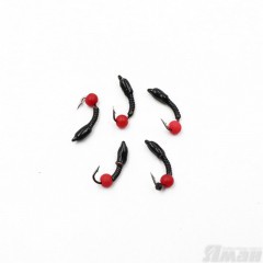 Мормышка вольф. безнасадочная ЯМАН Лесотка №3, d-3 мм, L-8 мм, вес 0,60 г, фц. красный шар, цв. черный (уп. 5 шт.)