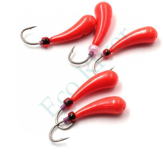 Мормышка литая Яман Зубок Бол., вес 0,8 гр., кр. Kumho №31, цв. фц. красный (уп. 5 шт.)