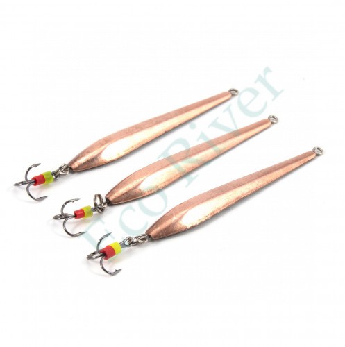 Блесна вертикальная Яман Лодочка большая с тройником,размер 60 мм, вес 9,5 г, цвет медь уп3шт/150/