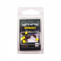 Мормышка безнасад. Яман Банан матовый шоколад, d-3,5 мм, вес 0,7 г, ядреный кубик желтый (уп.5 шт)