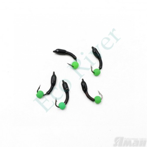 Мормышка вольф. безнасадочная ЯМАН Лесотка №3, d-3 мм, L-8 мм, вес 0,60 г, фц. зеленый шар, цв. черный (уп. 5 шт.)