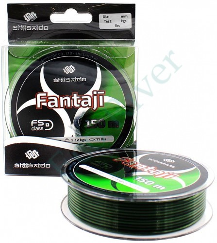 Леска Shii Saido Fantaji, L-150 м, d-0,37 мм, test-9,68 кг, черно/зеленая/100/