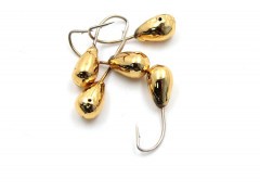 Мормышка Яман капля с отв.,цв.GOLD PLATED, d 5, вес 0,9 г (уп. 5 шт.)