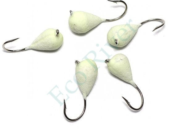 Мормышка вольф. точеная Яман Капля с ушк., р.5, вес 1,8, цв. фосфор (уп. 5 шт.)