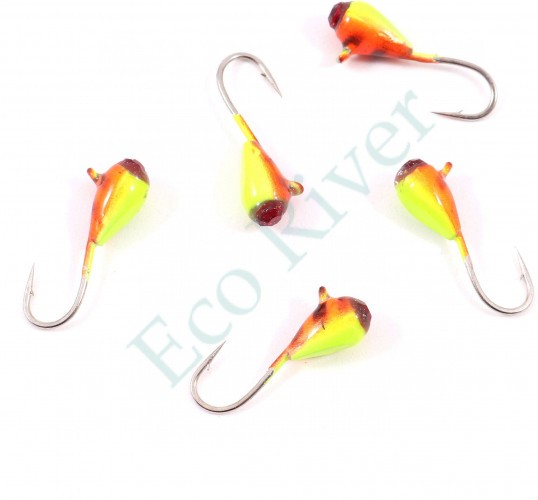 Мормышка вольфрамовая Яман Капля с ушк. + кр. камень, р.3, вес 0,5г, цв.аргиана(уп.5 шт.)