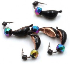 Мормышка вольф. безнасадочная Яман Лодочка рифленая №2(w), вес 0,45 гр.,кристалл хамелеон, цв. мед