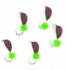 Мормышка безнасад. Яман Банан матовый шоколад, d-3,5 мм, вес 0,7 г, ядреный кубик зеленый(уп.5 шт)