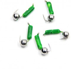 Мормышка безнасадочная Яман Гвоздешарик зеленый, d-2 мм, вес 0,45 г, шарик никелированный (уп. 5 ш
