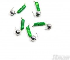 Мормышка безнасадочная Яман Гвоздешарик зеленый, d-2 мм, вес 0,45 г, шарик никелированный (уп. 5 ш