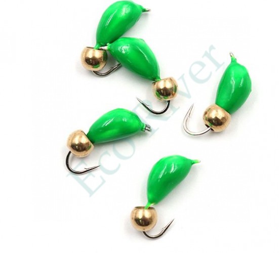 Мормышка безнасадочная Яман Банан зеленый, d-4 мм, вес 1 г, шарик латунный (уп. 5 шт.)