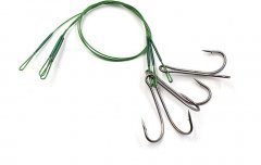 Поводок стальной Namazu Leader 1х7 Nylon Coated Green, d-0,33 мм, L-20 см, с двойным крючком 7826 Do