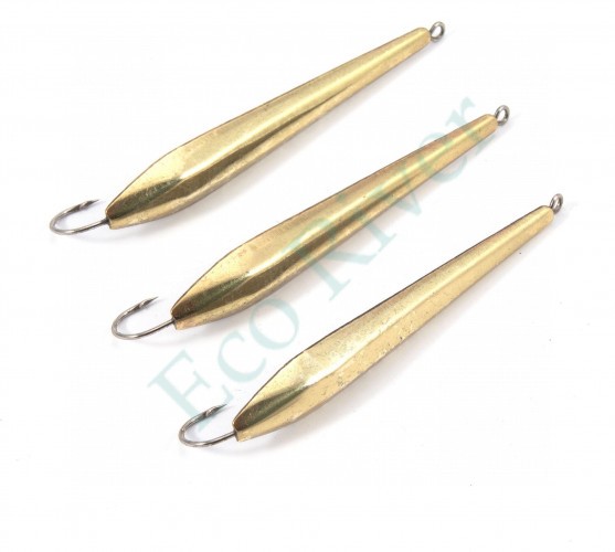 Блесна вертикальная Яман Лодочка большая,размер 60 мм, вес 9,5 г, цвет латунь (уп.3 шт.)/150/