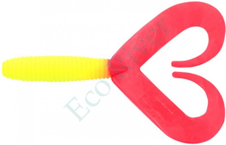 Твистер Yaman PRO Loop-Two, р.4 inch, цвет #06 - Chartreuse/red (уп.5 шт)
