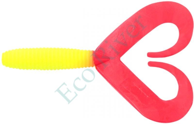 Твистер Yaman PRO Loop-Two, р.4 inch, цвет #06 - Chartreuse/red (уп.5 шт)