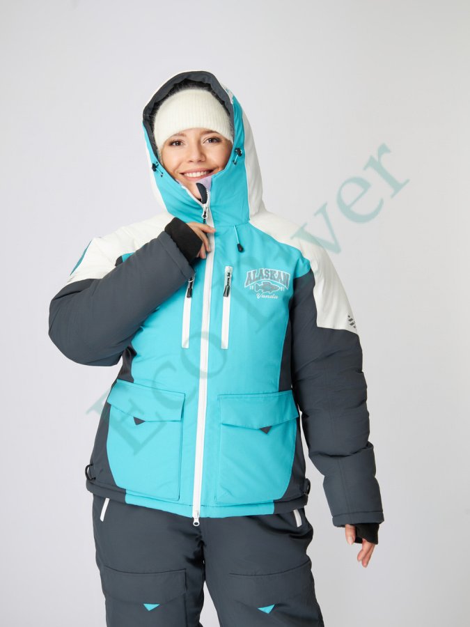 Костюм зимний Alaskan Vanda женский XS бел/голуб/сер (куртка+полукомбинезон)