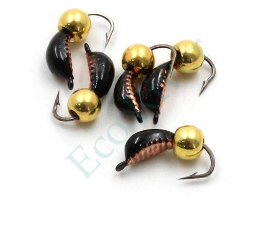 Мормышка вольф. безнасадочная Яман Лодочка рифленая №2(w), вес 0,45 гр.,латунный шар, цв. медь, (у