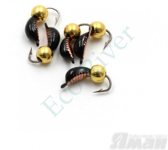 Мормышка вольф. безнасадочная Яман Лодочка рифленая №2(w), вес 0,45 гр.,латунный шар, цв. медь, (у