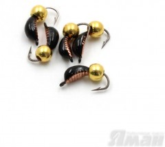Мормышка вольф. безнасадочная Яман Лодочка рифленая №2(w), вес 0,45 гр.,латунный шар, цв. медь, (у