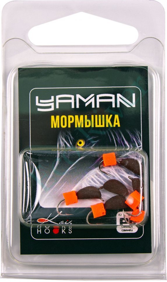 Мормышка безнасад. Яман Банан матовый шоколад, d-3,5 мм, вес 0,7 г, ядреный кубик красный(уп.5 шт)
