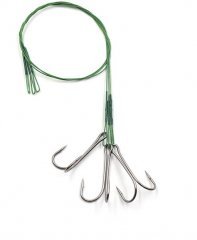 Поводок стальной Namazu Leader 1х7 Nylon Coated Green, d-0,33 мм, L-30 см, с двойным крючком 7826 Do