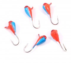 Мормышка вольфрамовая Яман  Капля с ушк. + кр. камень, р.3, вес 0,5г, цв.красно-синий(уп.5 шт.)