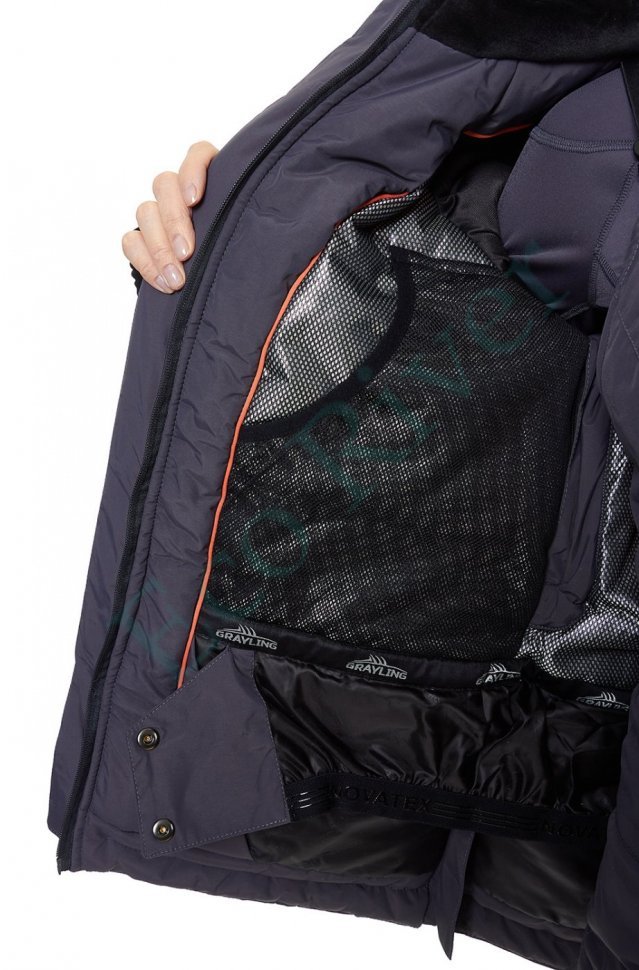 Ангара женский костюм для рыбалки GRAYLING, зимний -35, графит, лосось