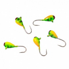 Мормышка вольф Яман Капля с ушк. + кр. камень, р.3, вес 0,5г, цв.окунь(уп.5 шт.)