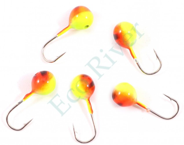 Мормышка вольфрамовая Яман Шар с отв, р.3,5 вес 0,40 цв.желт.-оранж.(уп.5 шт.)
