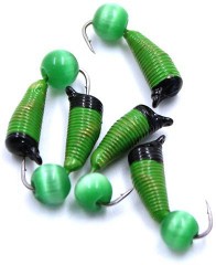 Мормышка вольф. безнасадочная Яман Ручейник №6, d-2.5 мм, L-8.5 мм, вес 0,90 гр., кошачий глаз све