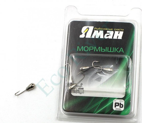 Мормышка Яман капля с отв.,цв.NL, d 4, вес 0,45 г (уп. 5 шт.)