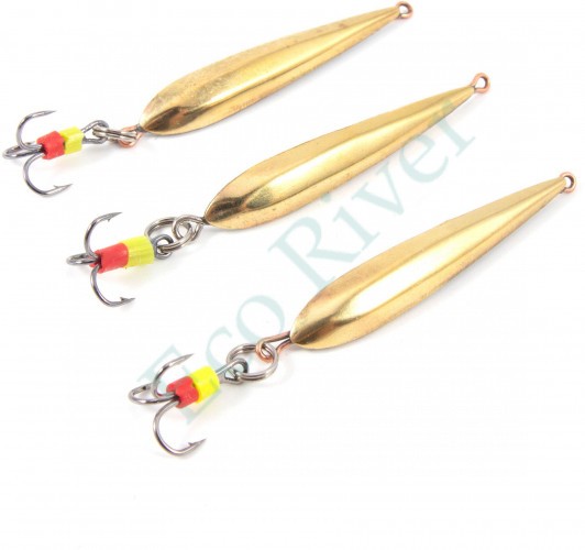 Блесна вертикальная Яман Лодочка малая с тройником ,размер 37 мм, вес 4 г,цвет латунь уп.3шт./150/