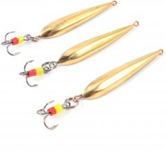 Блесна вертикальная Яман Лодочка малая с тройником ,размер 37 мм, вес 4 г,цвет латунь уп.3шт./150/