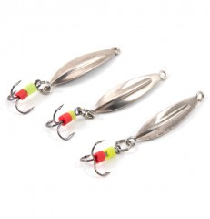 Блесна вертикальная Яман Жучок с тройником,размер 25 мм, вес 1,5 г, цвет никель (уп.3 шт.)/150/