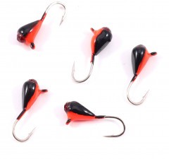 Мормышка вольфрамовая Яман  Капля с ушк. + кр. камень, р.3, вес 0,5г, цв.черн./красн.(уп.5 шт.)