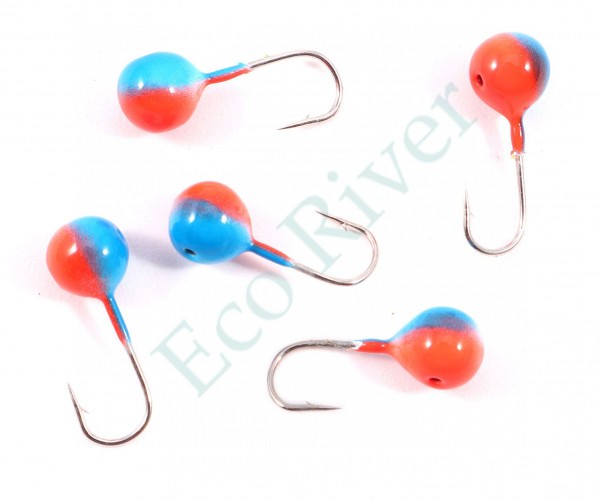 Мормышка вольфрамовая Яман Шар с отв, р.3,5 вес 0,40 цв.красно-синий(уп.5 шт.)