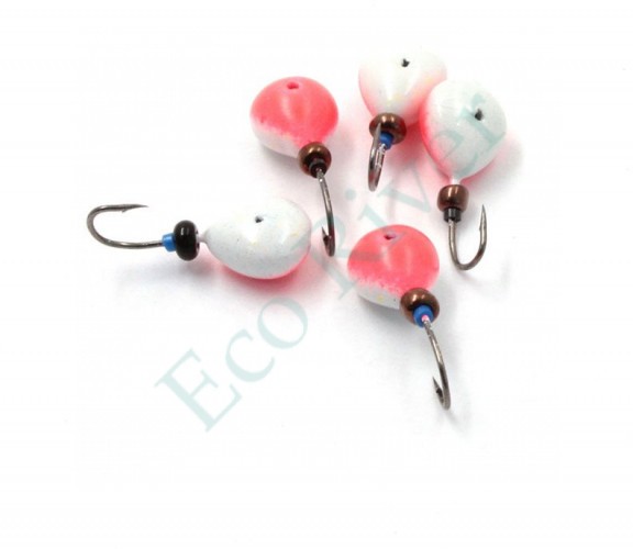 Мормышка литая Яман Клопик, вес 0,8 гр., кр. Kumho №32, цв. фц. красный с/накопит. (уп. 5 шт.)