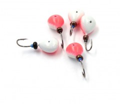 Мормышка литая Яман Клопик, вес 0,8 гр., кр. Kumho №32, цв. фц. красный с/накопит. (уп. 5 шт.)