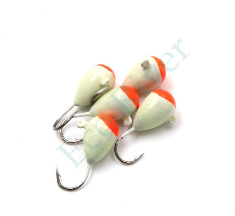 Мормышка Яман капля с ушком., цв.19, с красн. пяткой, d 6, вес 1,4 г (уп.5 шт.)