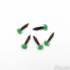 Мормышка вольф. безнасадочная ЯМАН Черт с петлей (длинный) Малек, d-2 мм, вес 0,5 г, подвеска икринка салатовая (уп. 5 шт.)