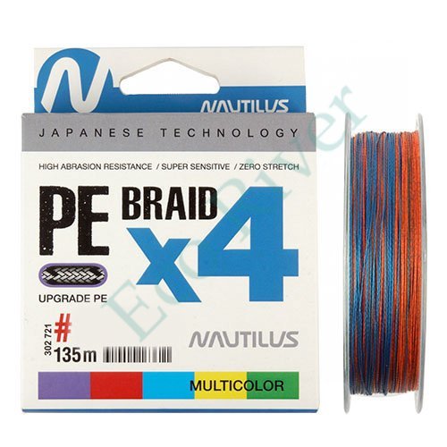 Леска плетёная Nautilus Braid X4 multicolour 0.10мм 135м
