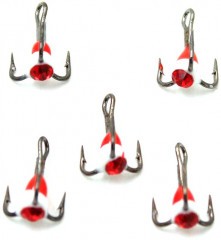 Крючок-тройник светофор Namazu с каплей и камнем, размер 14 (INT), цвет RW (5 шт.)/800/600/