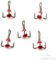 Крючок-тройник светофор Namazu с каплей и камнем, размер 14 (INT), цвет RW (5 шт.)/800/600/