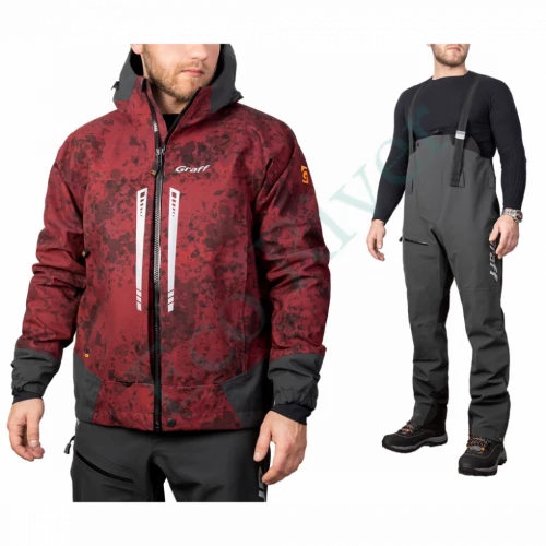 Костюм рыболовный Graff демисезонный размер L/182-188 (Bratex 20000, бордовый камо)