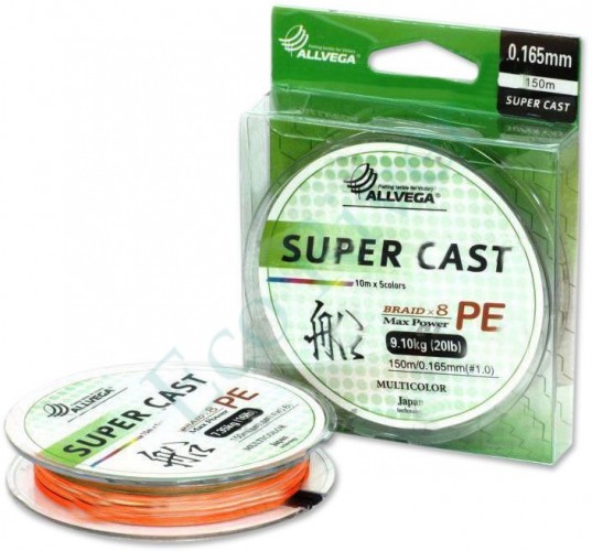 Леска плетёная Allvega Super Cast X8 мультиколор 0.185 150м