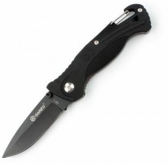 Нож складной Ganzo с зажимом и встроенным свистком, дл.клинка 75 мм, сталь 420С, цв. чёрный