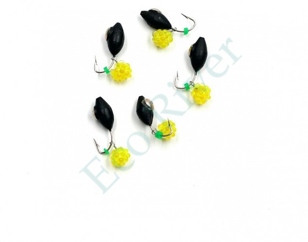 Мормышка вольф. безнасадочная Яман Овсинка с коронкой из никеля, d-4 мм, вес 1,1 г, подвеска икрин