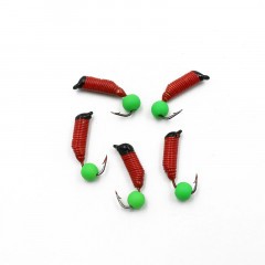 Мормышка вольф. безнасадочная Яман Ручейник №5, d-2 мм, L-9.5 мм, вес 0,68 гр., фц. зеленый шар, ц