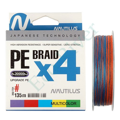Леска плетёная Nautilus Braid X4 multicolour 0.16мм 135м