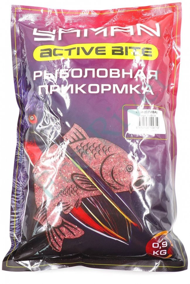 Прикормка Yaman Active Bite Карп (слива), цв. красный, 900 г/15/