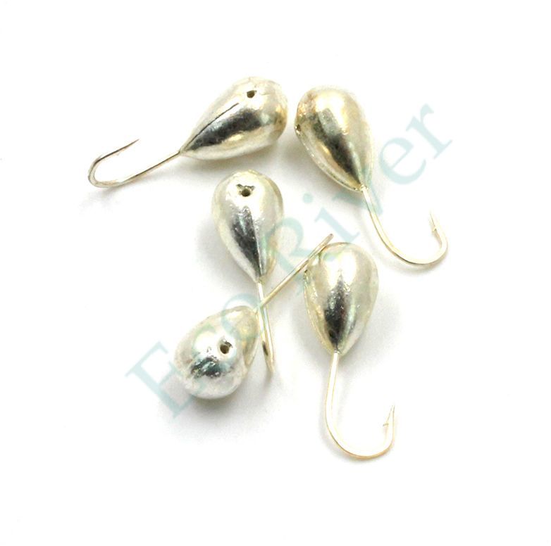 Мормышка Яман капля с отв.,цв.SILVER PLATED, d 4, вес 0,45 г (уп. 5 шт.)